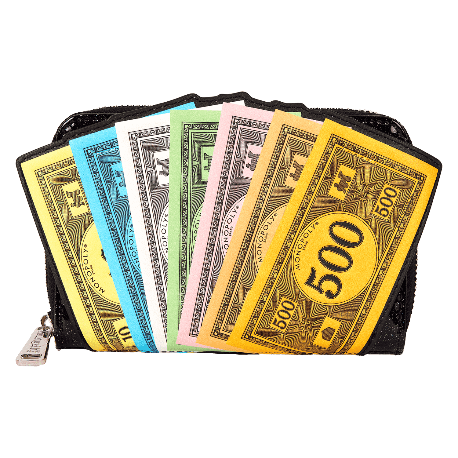 Monopoly 90th Anniversary Money Glitter Zip Around Wallet