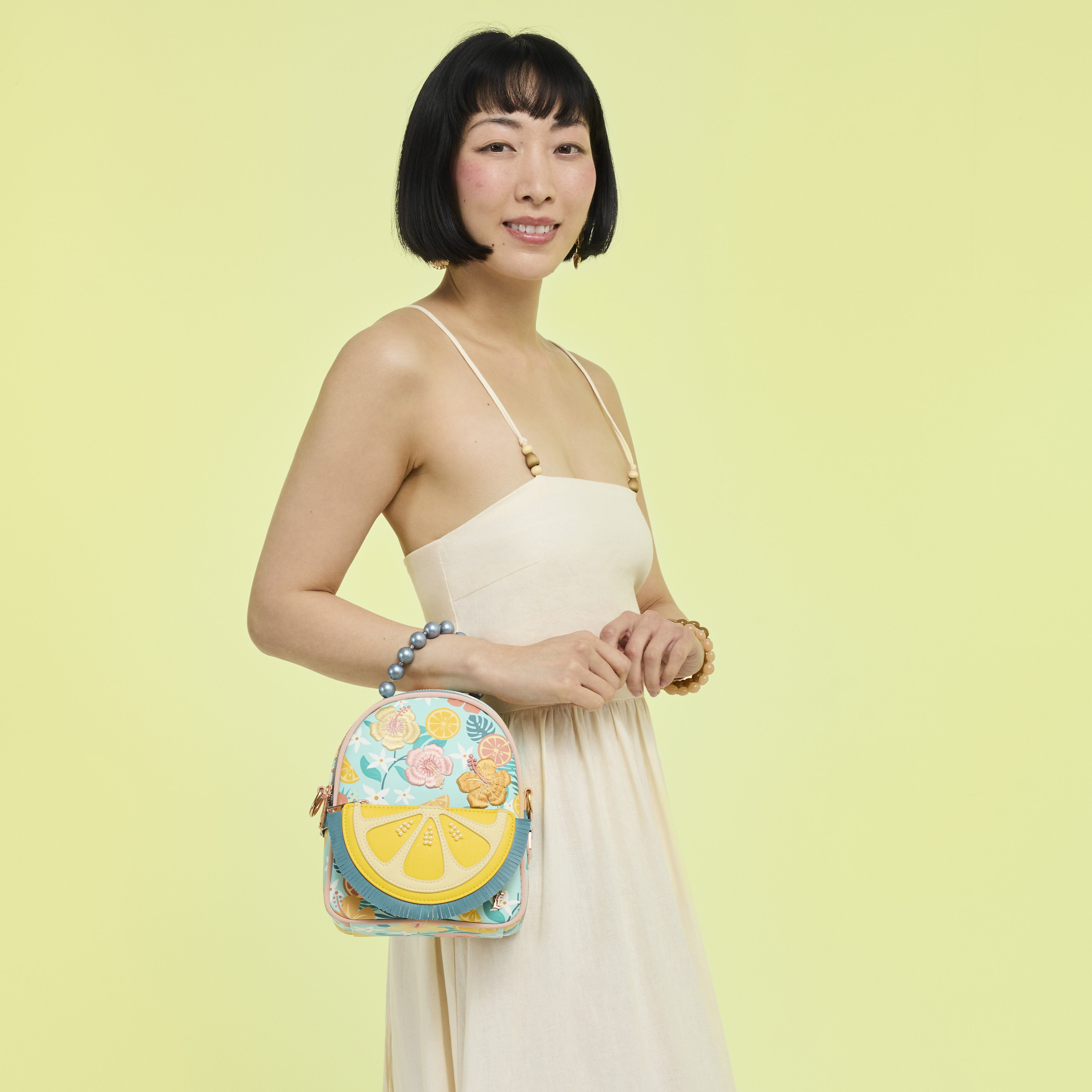 Loungefly Tropical Lemon Floral Convertible Mini Backpack & Crossbody Bag - Image 2