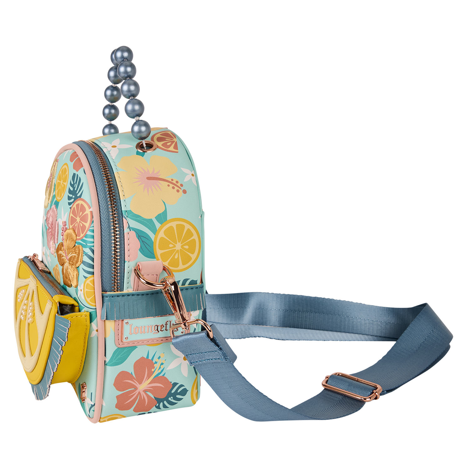Loungefly Tropical Lemon Floral Convertible Mini Backpack & Crossbody Bag - Image 3
