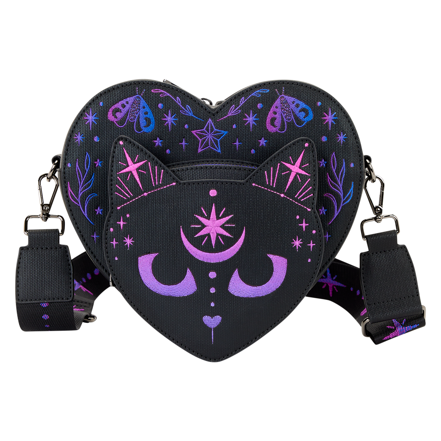 Loungefly Neon Cat Heart Figural Crossbody Bag
