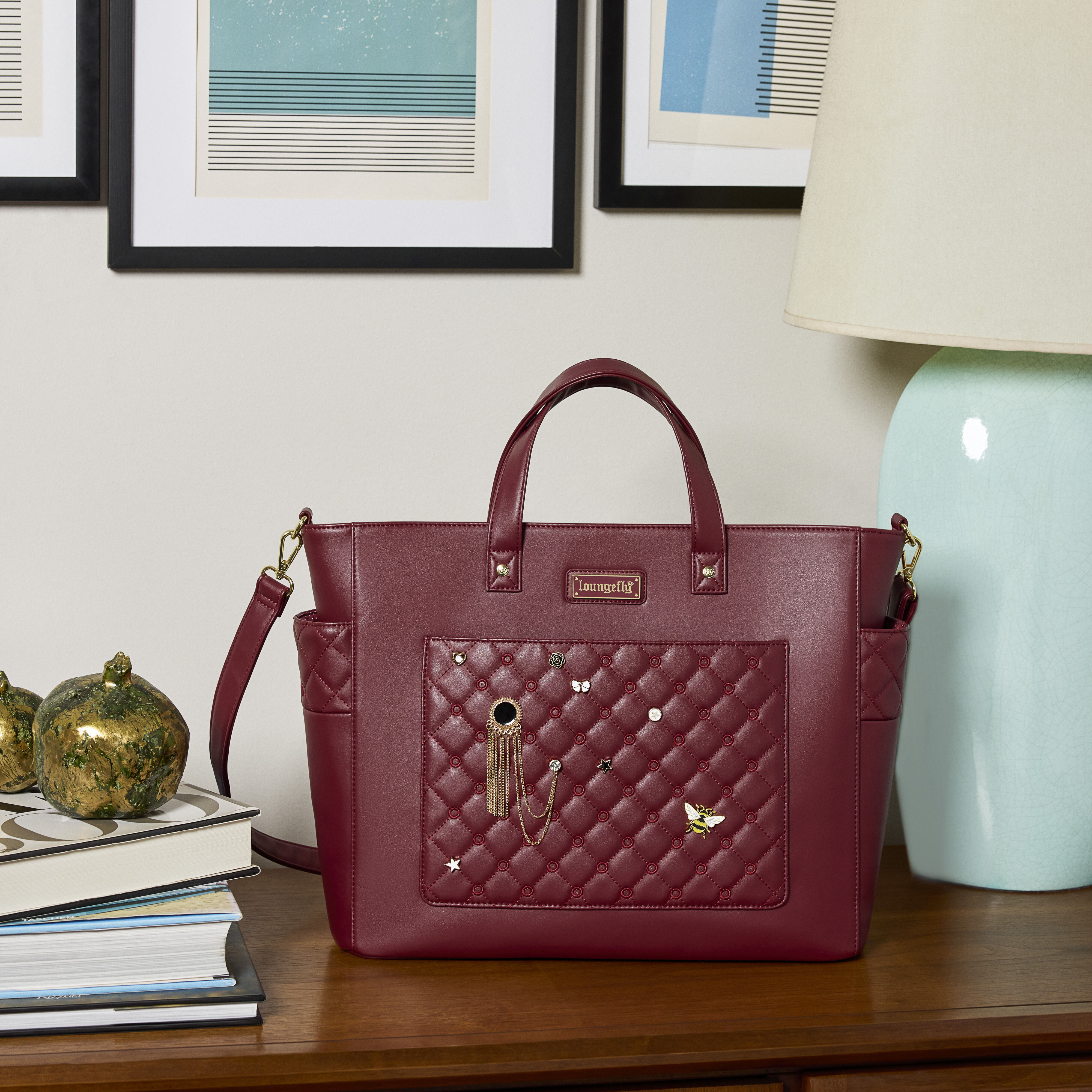 Loungefly The Mo Red Convertible Backpack & Tote Crossbody Pin Trader Bag - Image 3