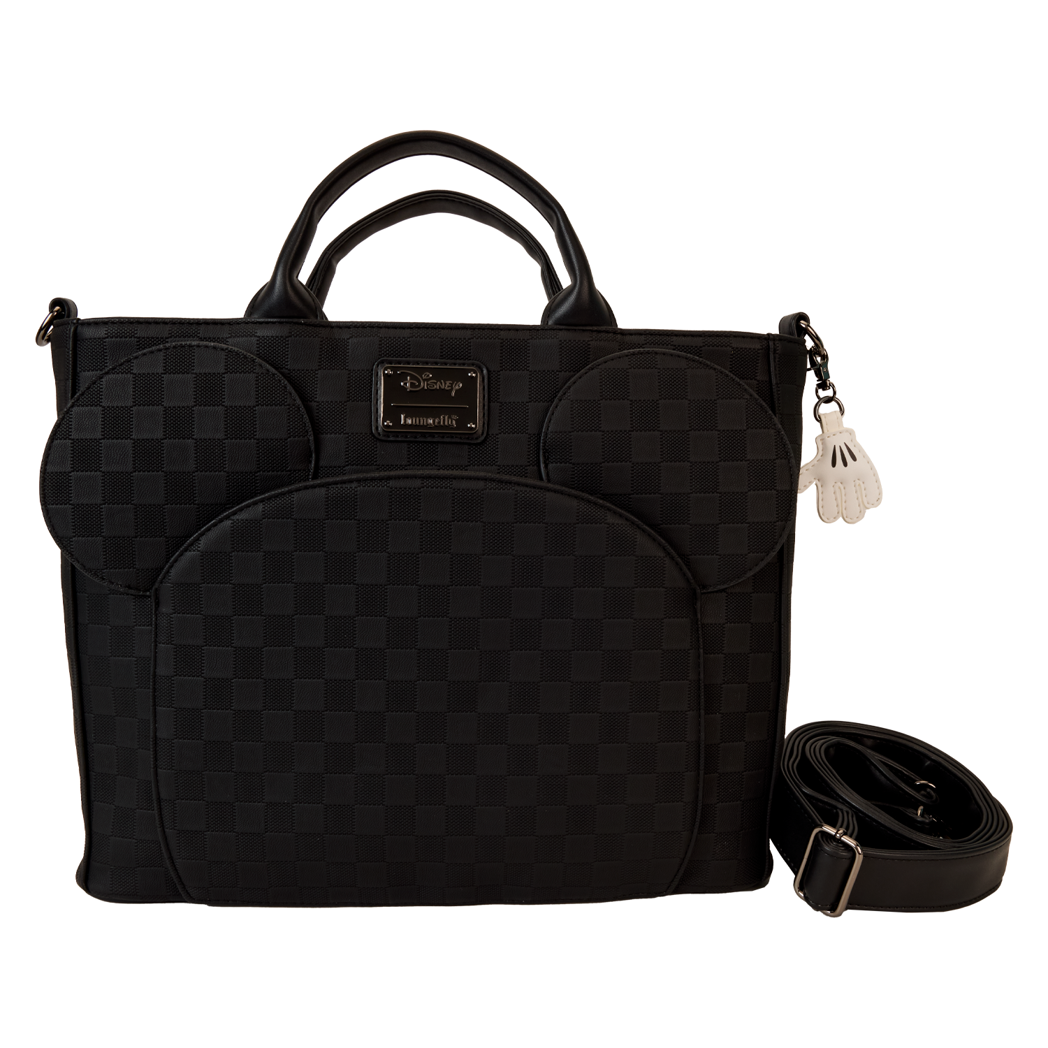 Mickey Mouse Checkered Texture Convertible Backpack & Tote Crossbody Bag